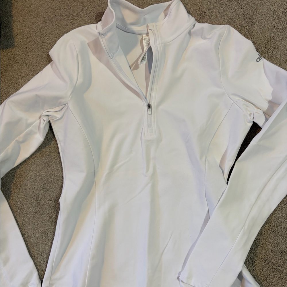 ALO Yoga White Long Sleeve Zip-Up Active Top